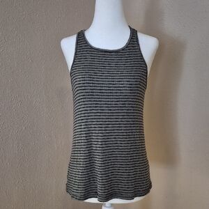 BKE Black and Green Knit Striped Racerback Tank